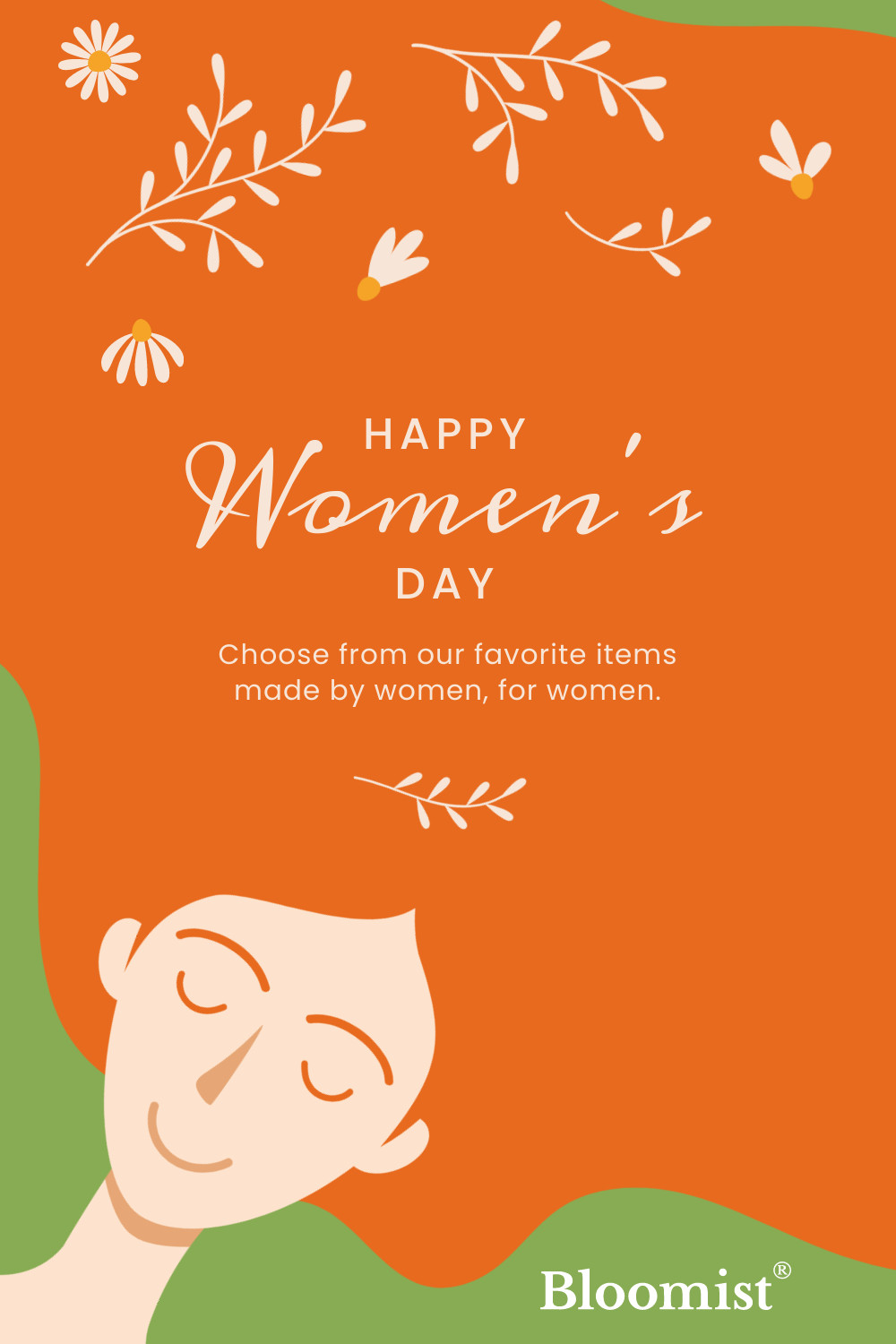 Happy Women's Day Hair Illustration Facebook Cover 820x360