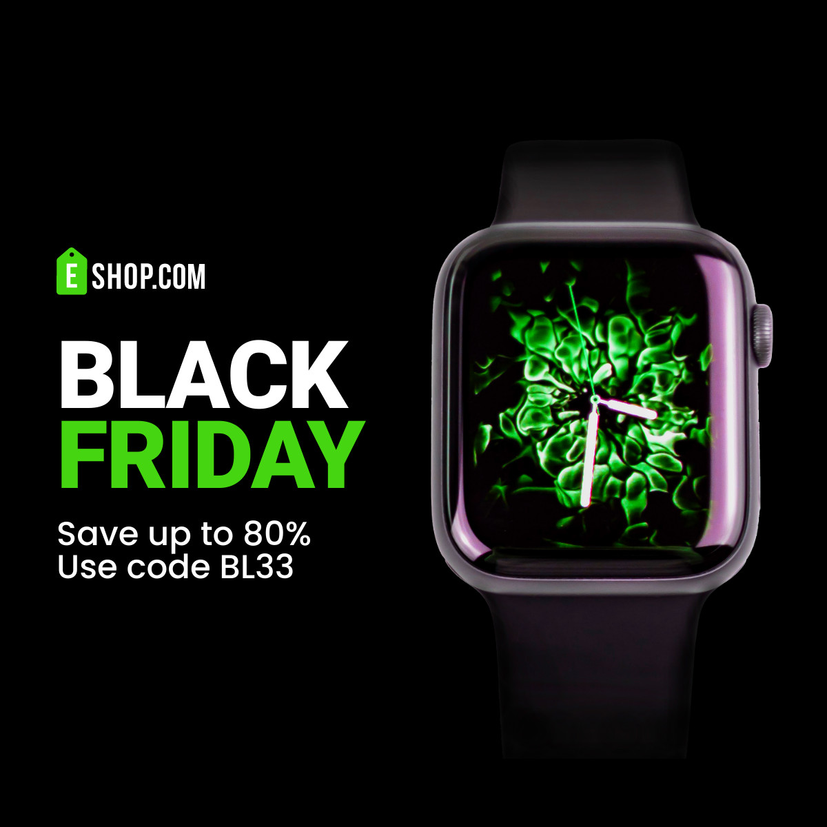 Black Friday Green Smartwatch  Inline Rectangle 300x250