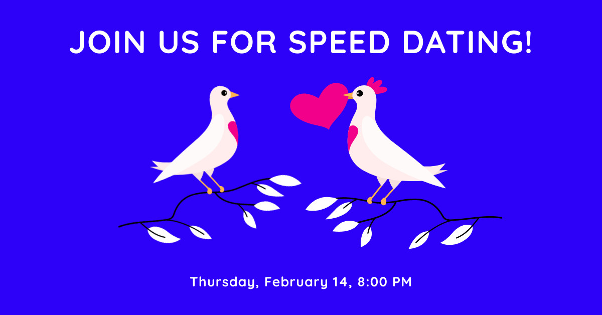 Valentine's Day Speed Dating Illustration Responsive Landscape Art 1200x628