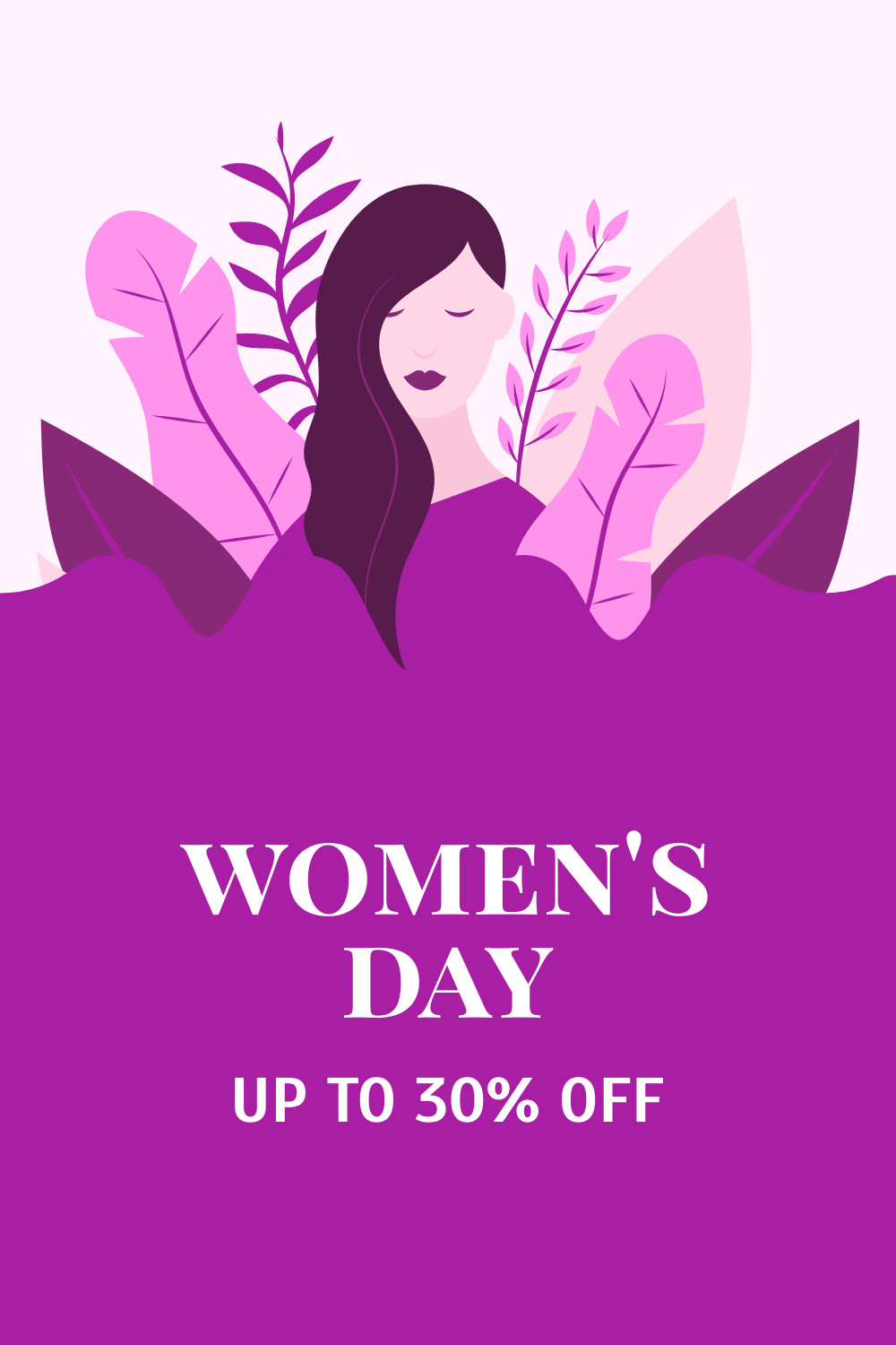 Purple Illustration Women's Day Facebook Cover 820x360