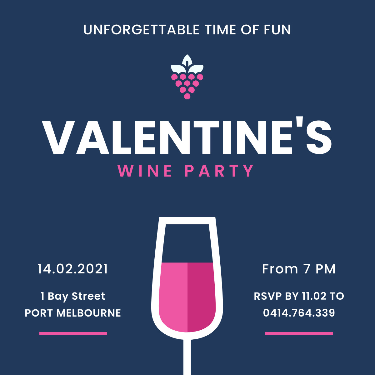 Valentine's Day Wine Party Responsive Square Art 1200x1200