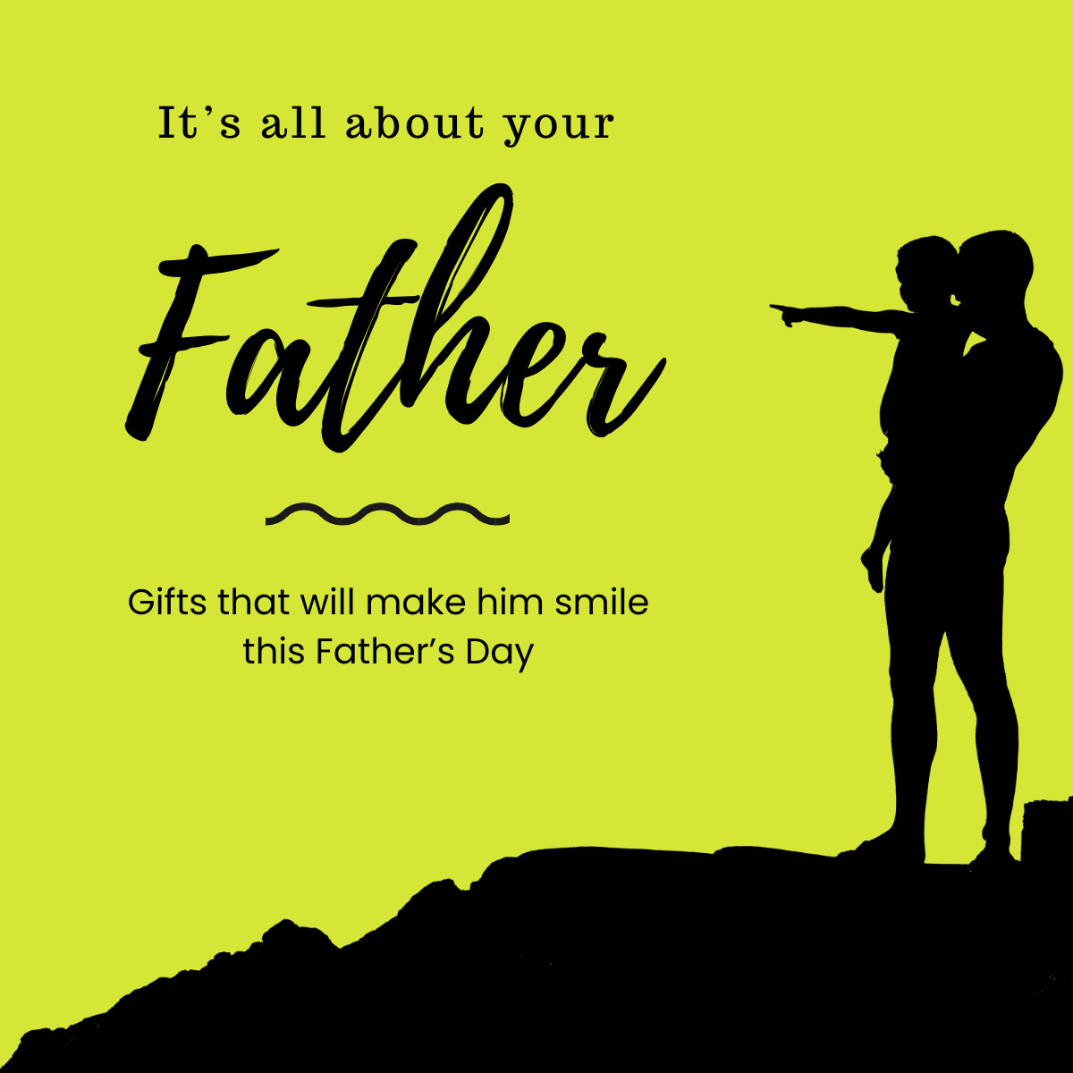 Black and Lime Father's Day Gifts Responsive Square Art 1200x1200