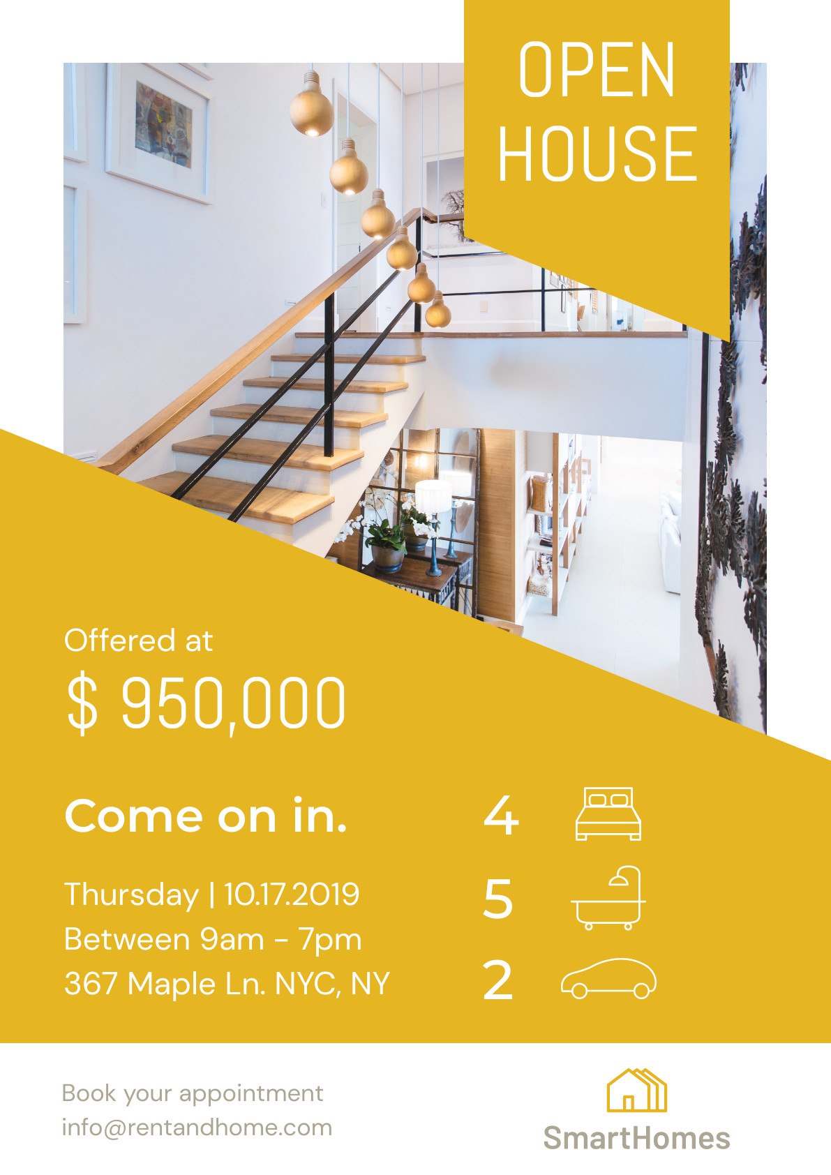 Open House Yellow Home – Poster Template 