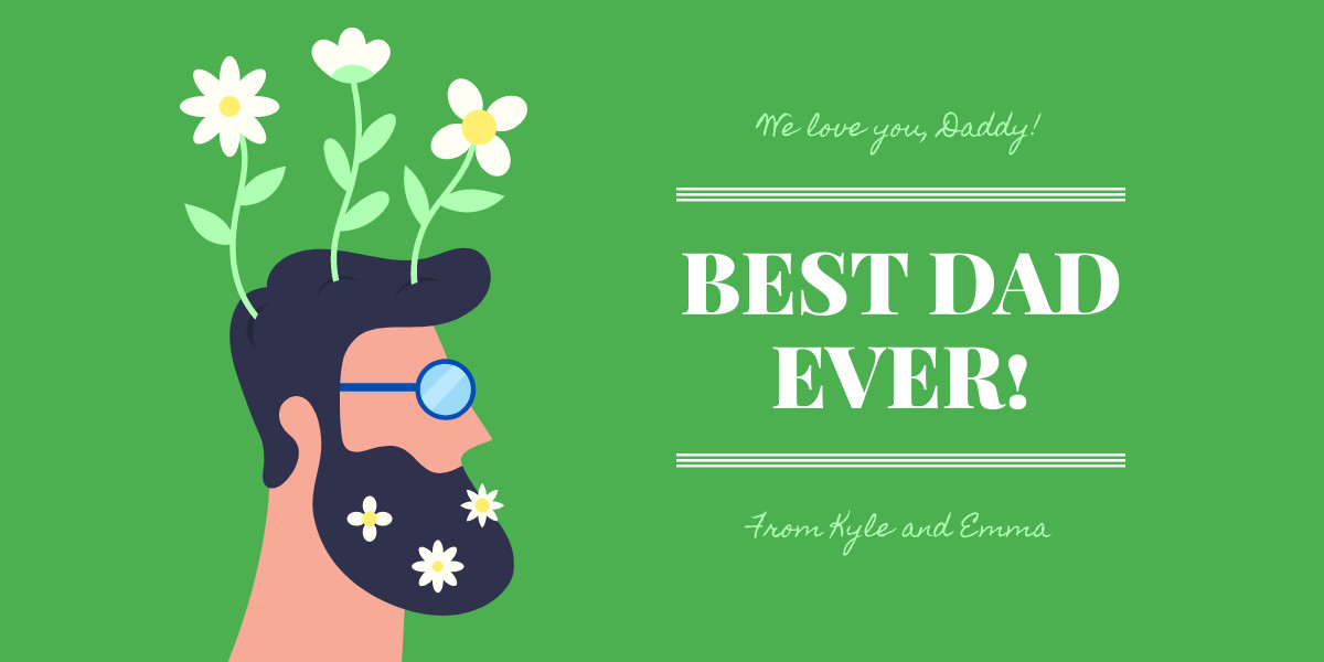 Best Dad Ever Green Father's Day Facebook Cover 820x360