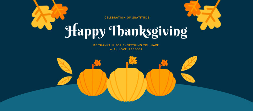 Thankful Thanksgiving Pumpkin  Facebook Cover 820x360