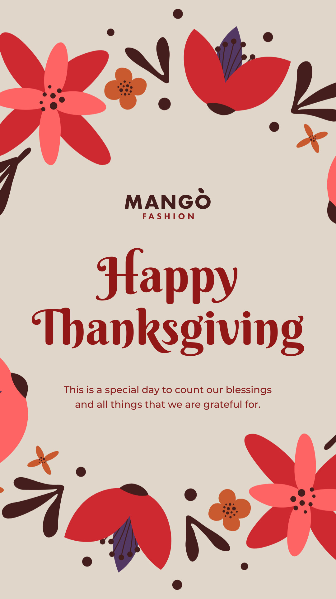 Mango Fashion Thanksgiving Flower Wrap