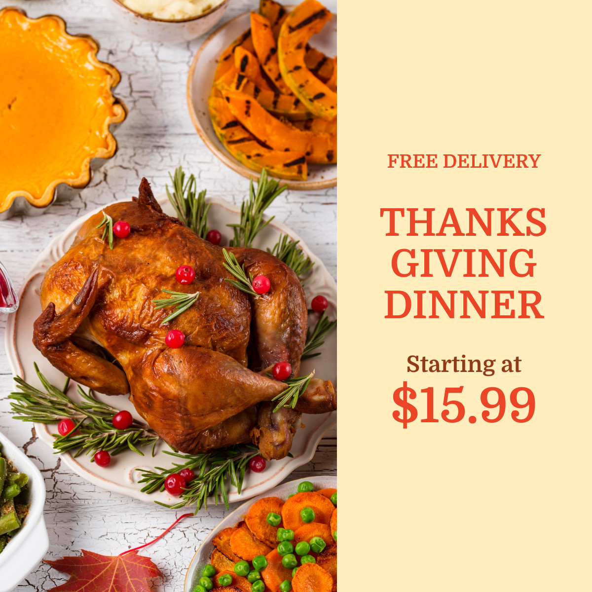 Thanksgiving Dinner Free Delivery