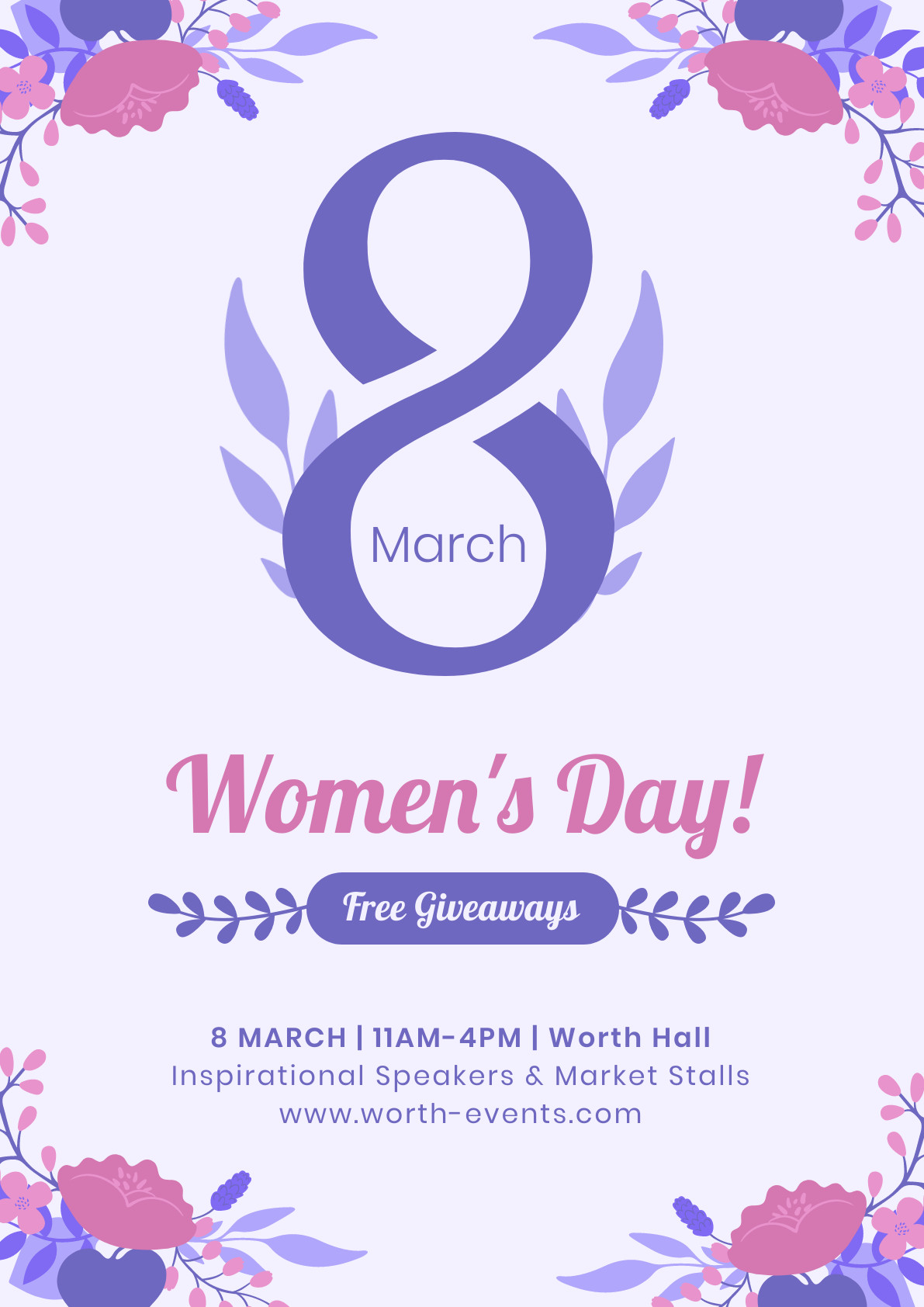 Purple Women's Day Giveaway – Poster Template 1191x1684