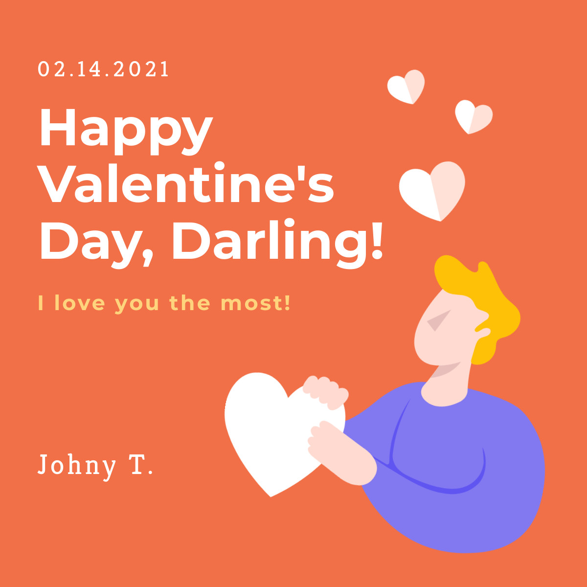 Happy Valentine's Day Darling Responsive Square Art 1200x1200