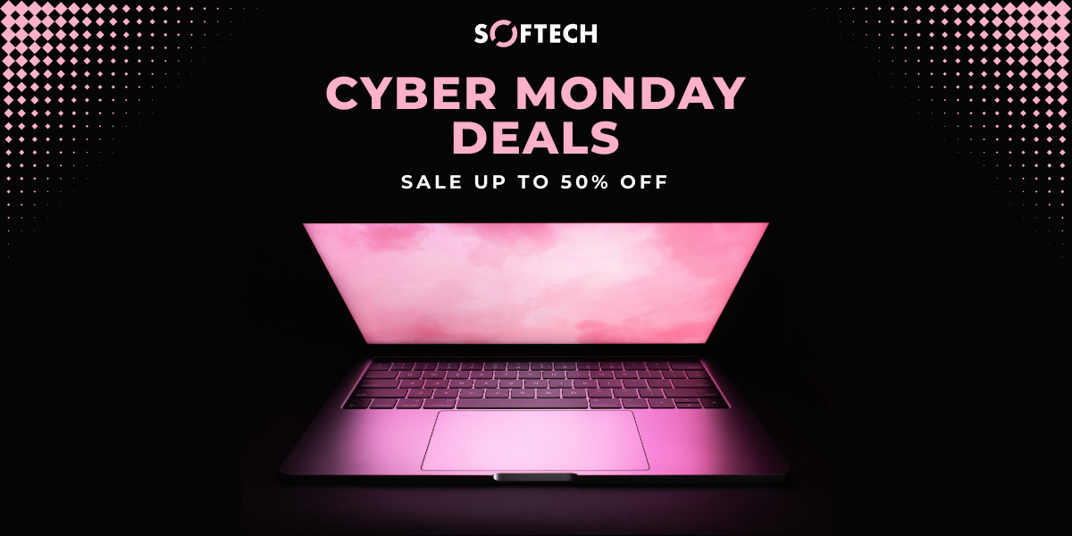 Pink Laptop Cyber Monday Deals Facebook Cover 820x360