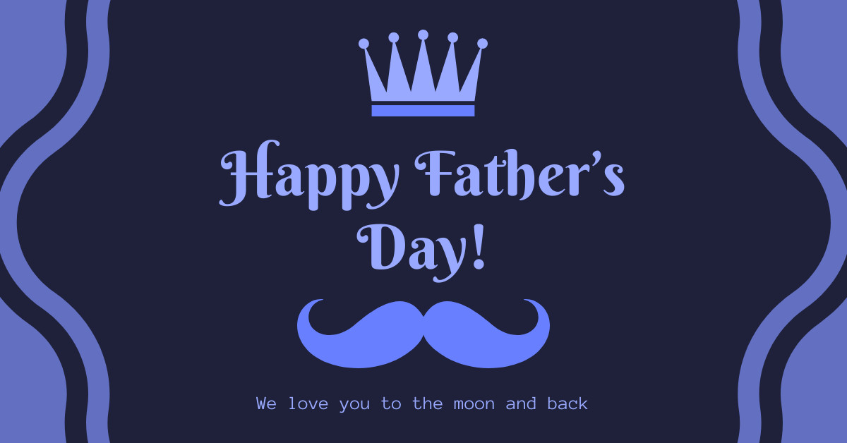Happy Father's Day Blue Mustache Responsive Landscape Art 1200x628