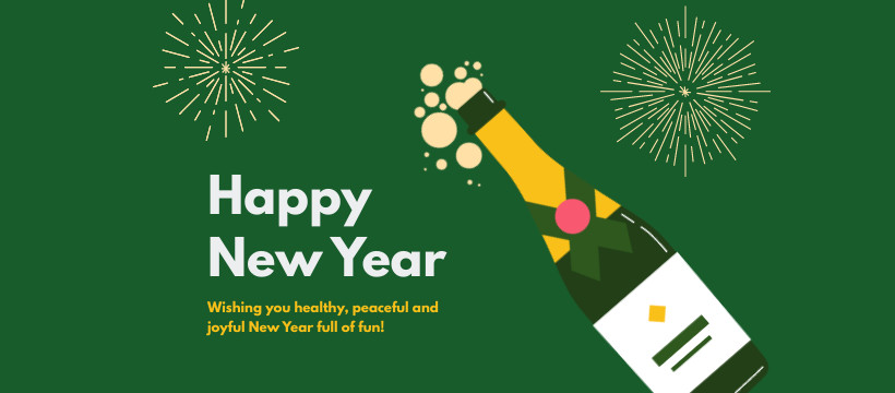 Healthy Peaceful New Year Champagne Facebook Cover 820x360