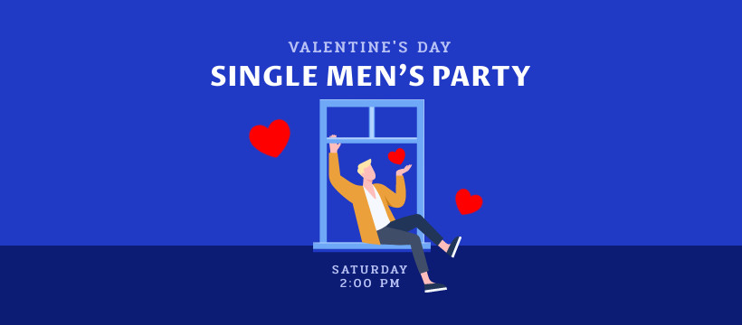 Valentine's Day Single Men Party Facebook Cover 820x360