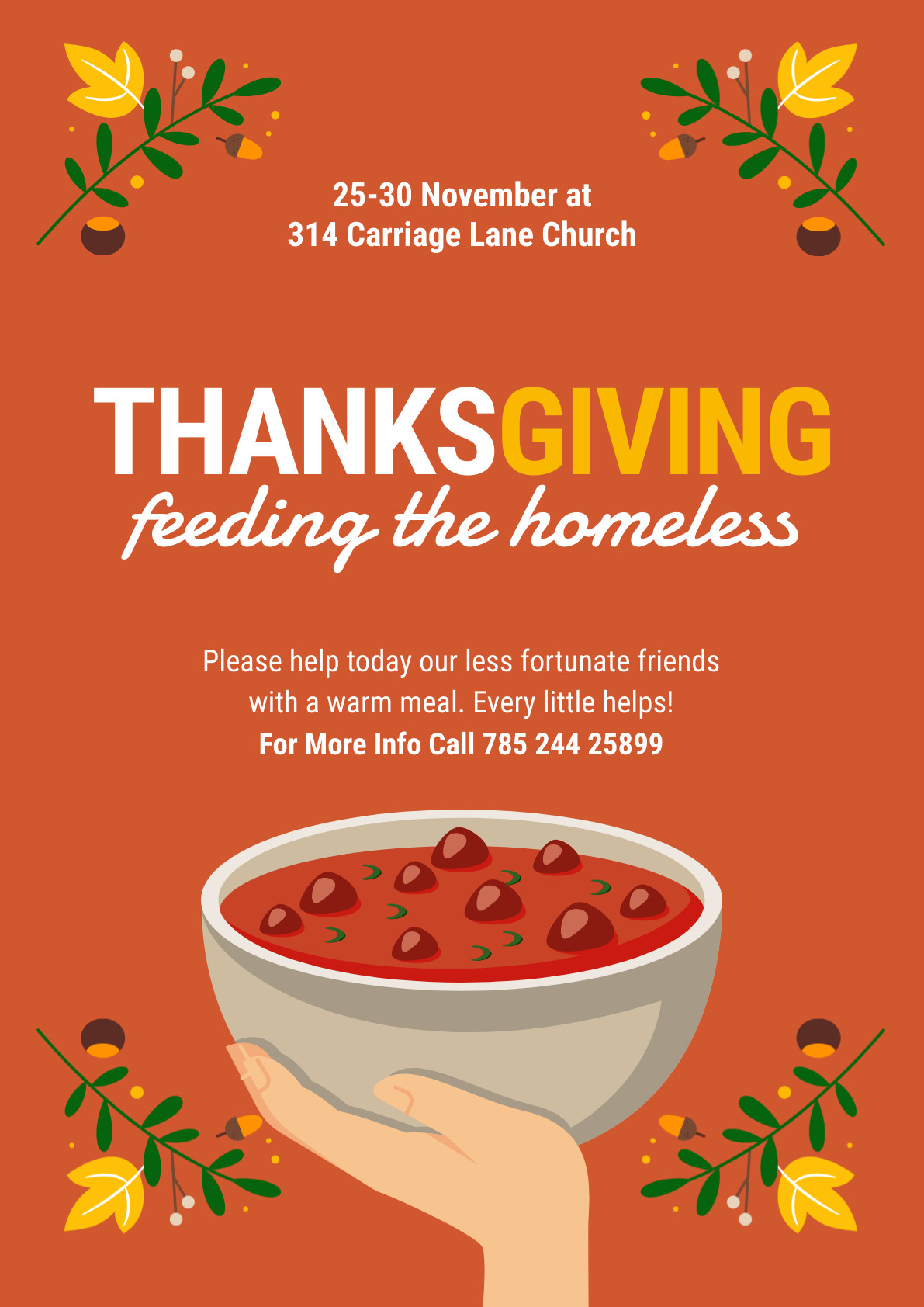 Feeding The Homeless Thanksgiving Poster 1191x1684