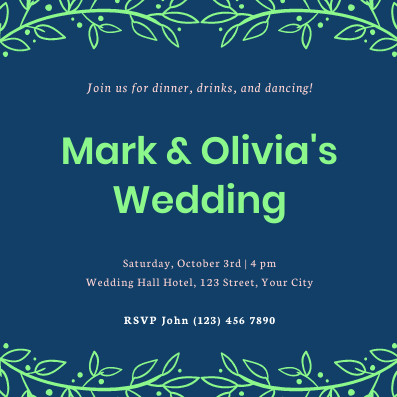 Simply Green Leafy Wedding –  Invitation Template 397x397 template