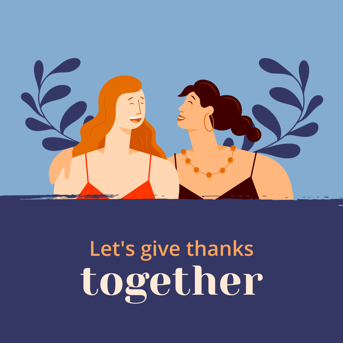 Let's Give Thanks Together Girls Responsive Square Art 1200x1200