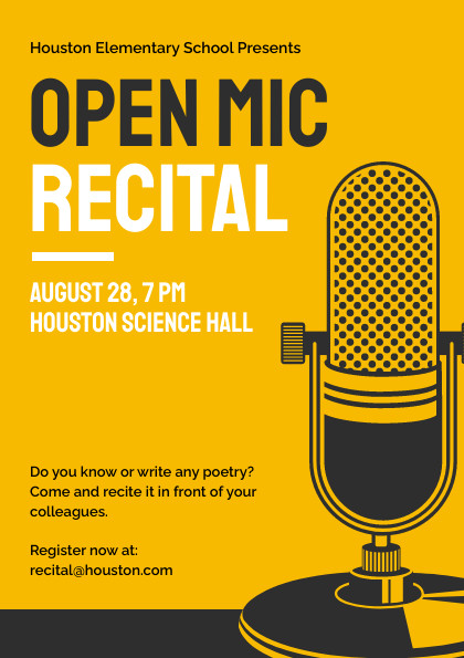 Open Mic Recital School Flyer