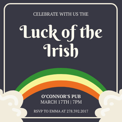 Saint Patrick's Luck of The Rainbow –  Invitation Template 397x397 template