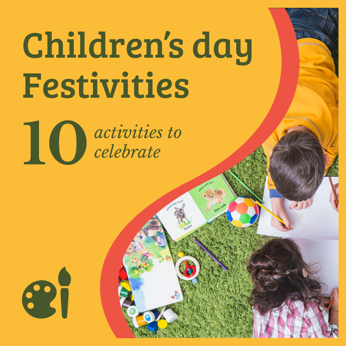 Children’s day Festivities Coloring Responsive Square Art 1200x1200