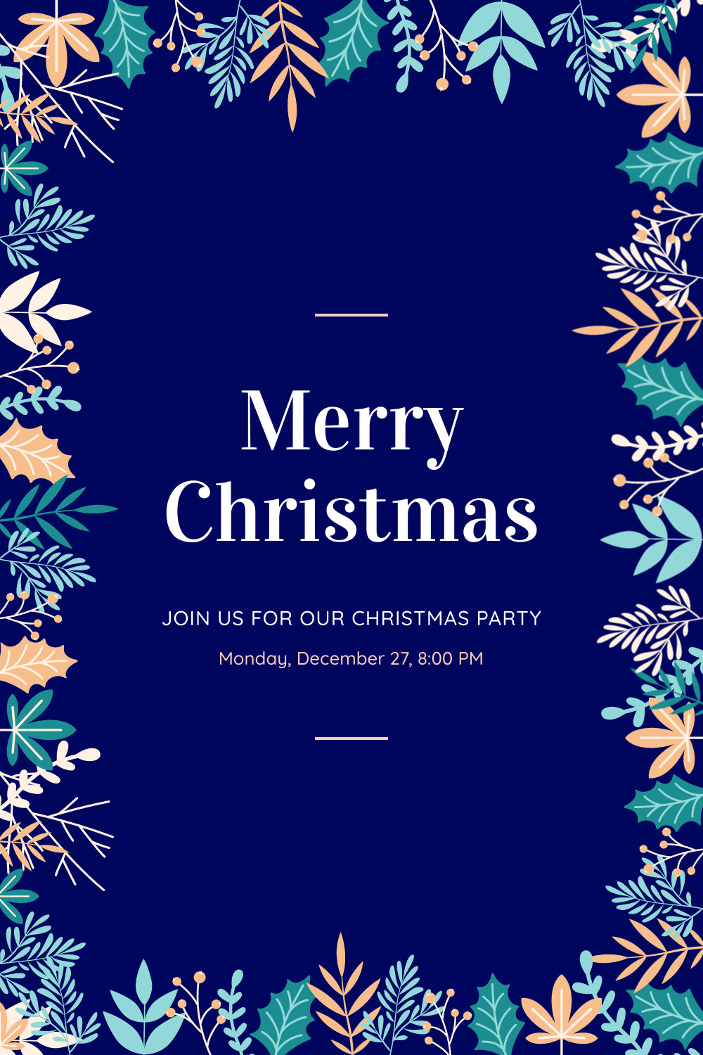 Our Christmas Party Holiday Leaves Facebook Cover 820x360