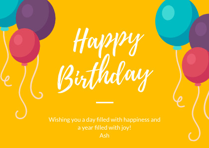 Yellow Happy Balloon Birthday – Card Template 420x298 template