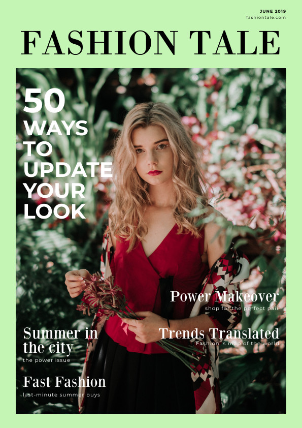 Green Fashion Tale – Magazine Cover Template 595x842