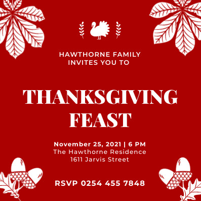 Thanksgiving Hawthorne Red Feast Invitation 397x397 template