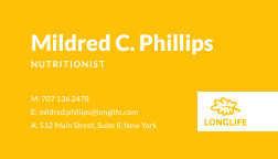 Longlife Mildred Nutritionist – Business Card Template 252x144
