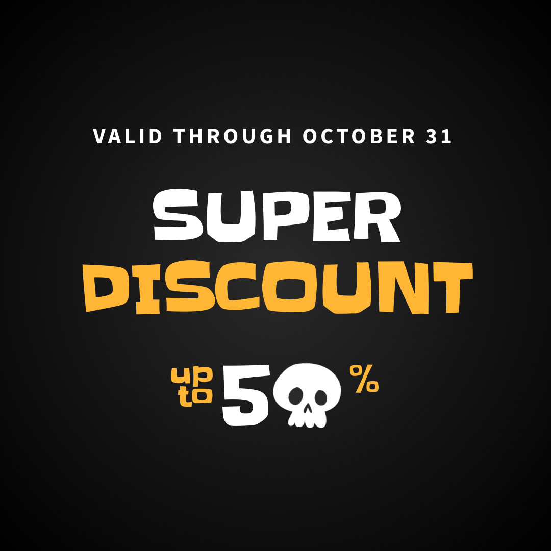 Black Halloween Skull Discount 1080x1080 template