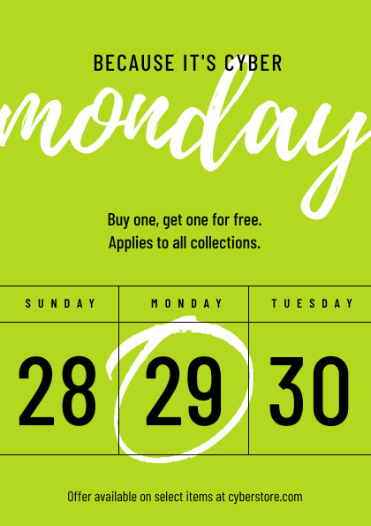 Because Lime Cyber Monday Flyer 420x595