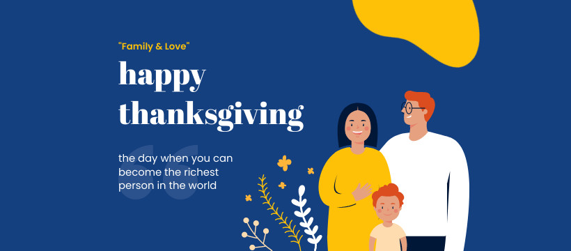Richest Person Thanksgiving Quote Facebook Cover 820x360