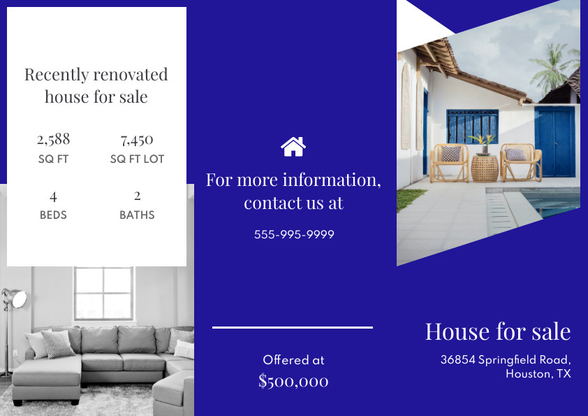 Modern Flipped House Blue Brochure