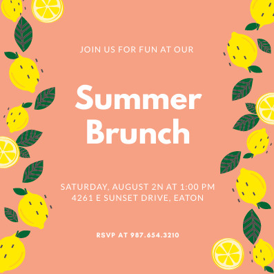 Summer Brunch Lemon – Invitation Template 397x397 template