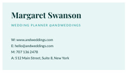 Margaret Swanson Wedding – Business Card Template