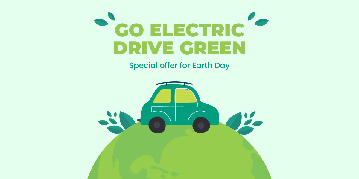Earth Day Go Electric Drive Green Facebook Cover 820x360
