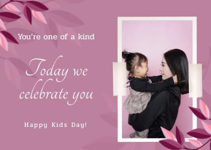 Pink Today We Celebrate Kids Day – Card Template 420x298 template
