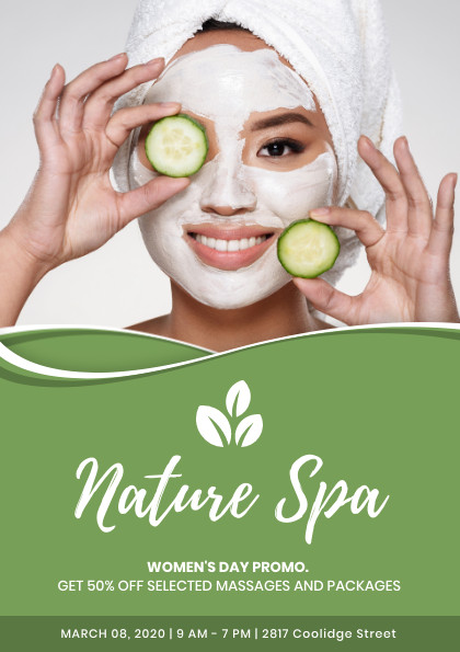 Nature Spa Cucumber Green Women's Day – Flyer Template 420x595 template