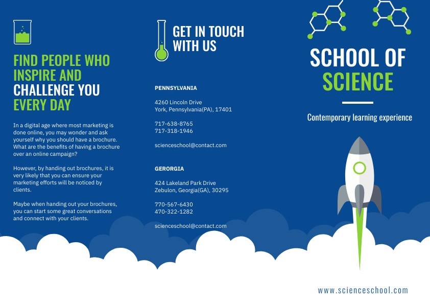 School of Science Rocket Blue Brochure 842x595