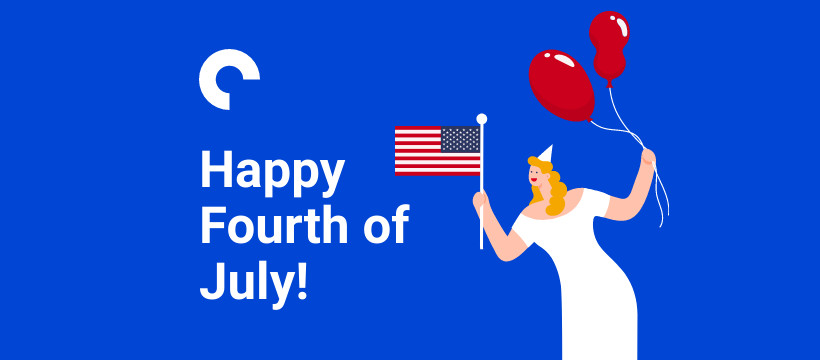 Happy Fourth of July Festive Woman Illustration Facebook Cover 820x360