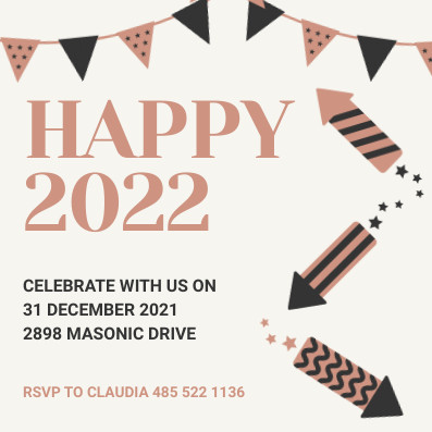 Happy 2022 New Year Illustration Invitation 397x397 template