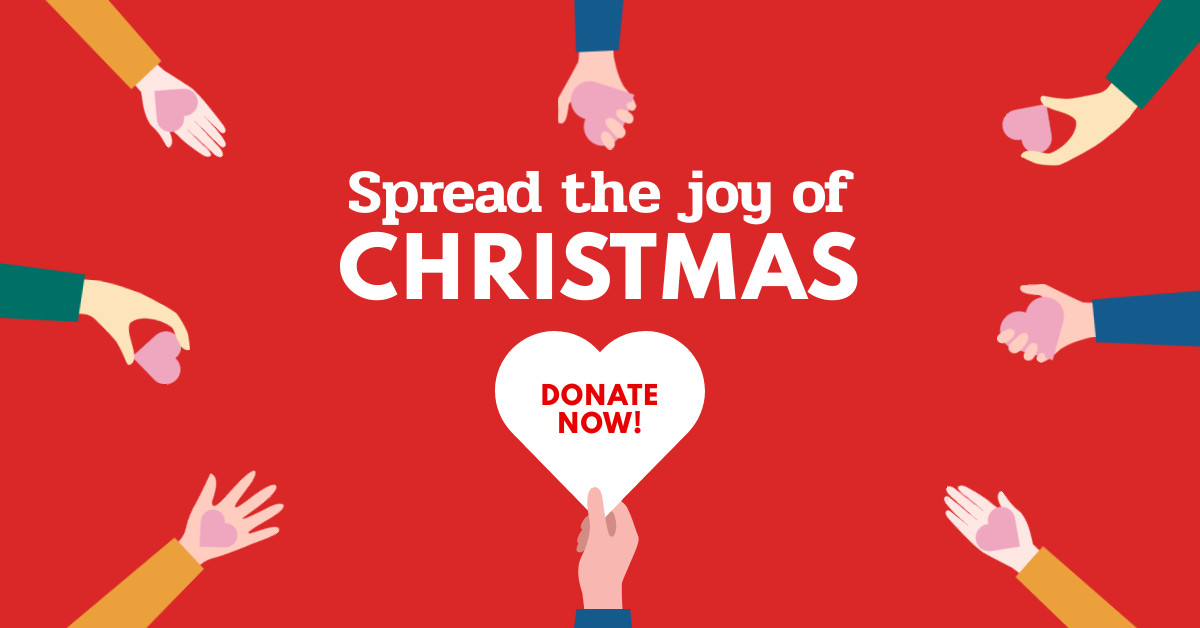 Donate and Spread the Joy of Christmas Responsive Landscape Art 1200x628