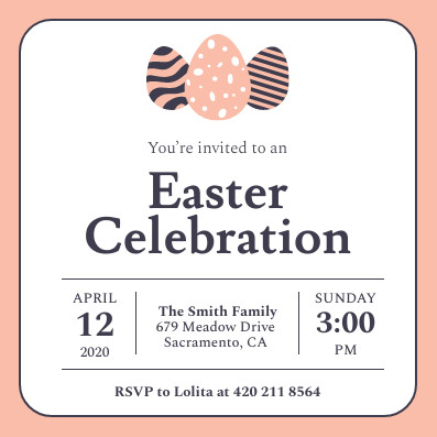 Pink Black Eggs Easter Celebration – Invitation Template 397x397 template