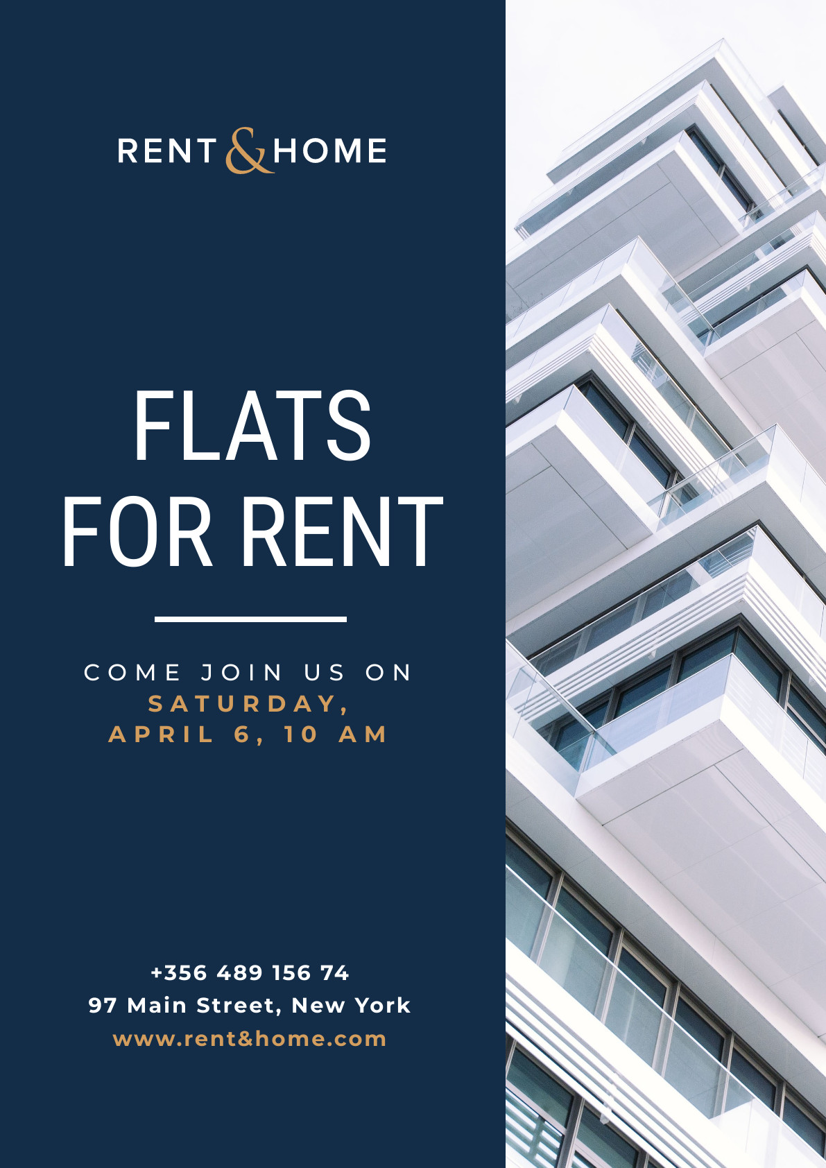 White Flats For Rent – Poster Template 1191x1684