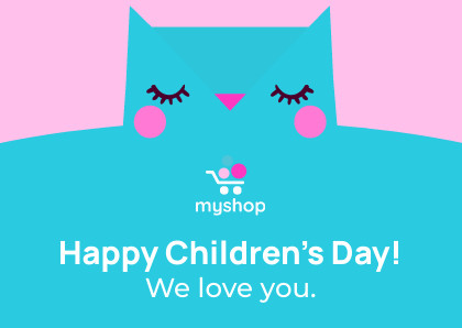 Happy Children's Day Blue Owl– Card Template 420x298 template