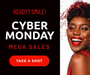 Cyber Monday Take a Smile Shot Inline Rectangle 300x250