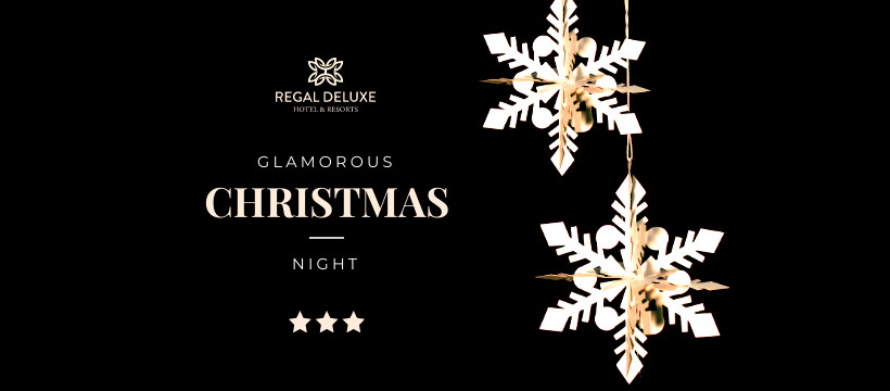 Gold Snowflake Glamorous Christmas Night Facebook Cover 820x360