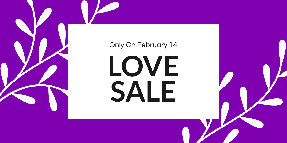 Valentine's Day Purple Love Sale Inline Rectangle 300x250
