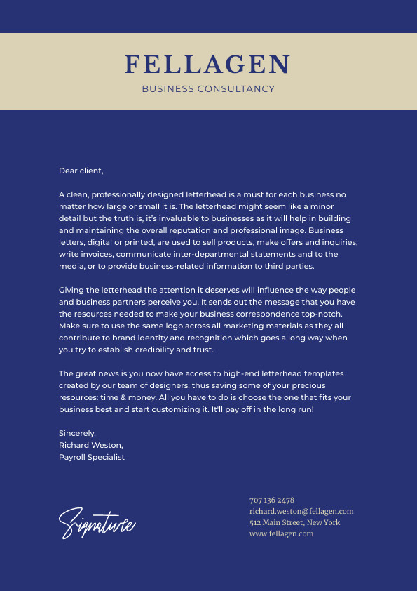 Fellagen Business Consultancy – Letterhead Template 595x842 template
