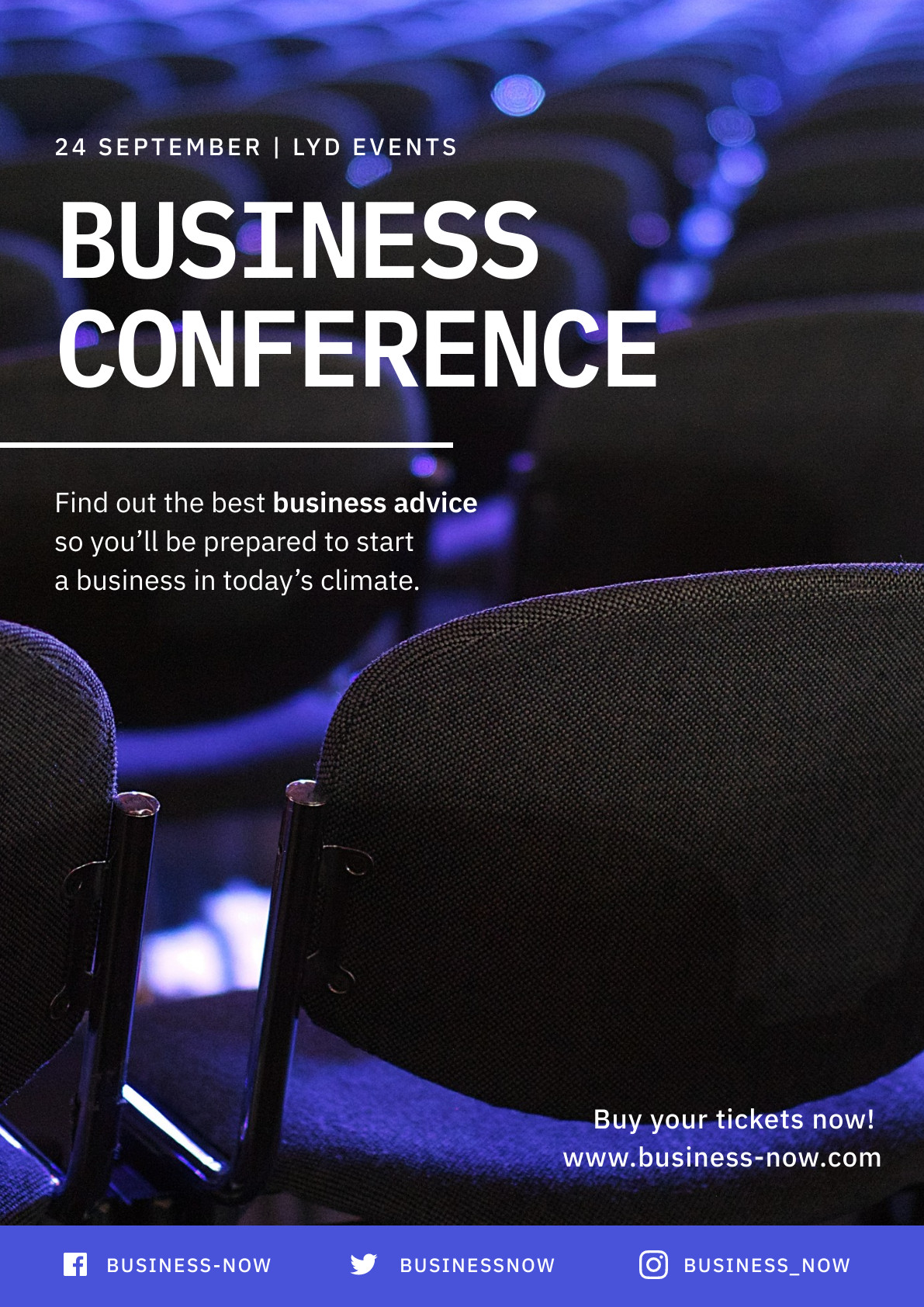 Business Conference Blue Chairs – Poster Template 1191x1684