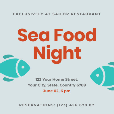 Sea Food Night – Invitation Template 397x397 template